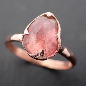 Fancy cut Pink Tourmaline Rose Gold Ring Gemstone Solitaire recycled 14k statement Engagement ring 1486