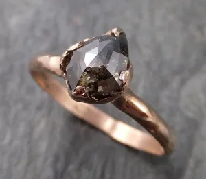 Fancy cut salt and pepper Diamond Engagement 14k Rose Gold Solitaire Wedding Ring byAngeline 1079