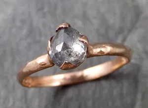 Fancy cut Salt and pepper Solitaire Diamond Engagement 14k Rose Gold Wedding Ring byAngeline 1101