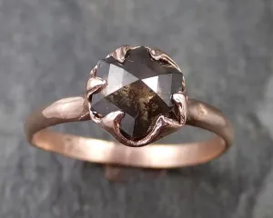 Fancy cut Salt and pepper Solitaire Diamond Engagement 14k Rose Gold Wedding Ring byAngeline 1259
