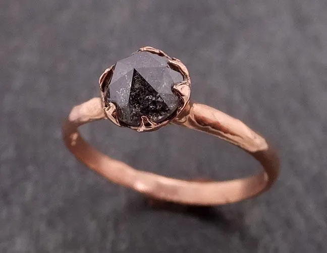 Fancy cut Salt and pepper Solitaire Diamond Engagement 14k Rose Gold Wedding Ring byAngeline 1853