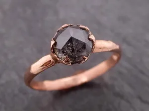 Fancy cut Salt and pepper Solitaire Diamond Engagement 14k Rose Gold Wedding Ring byAngeline 1853