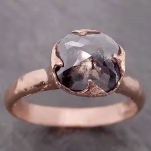 Fancy cut Salt and pepper Solitaire Diamond Engagement 14k Rose Gold Wedding Ring byAngeline 2145