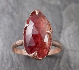 Fancy cut watermelon Tourmaline Rose Gold Ring Gemstone Solitaire recycled 14k statement cocktail statement 1315