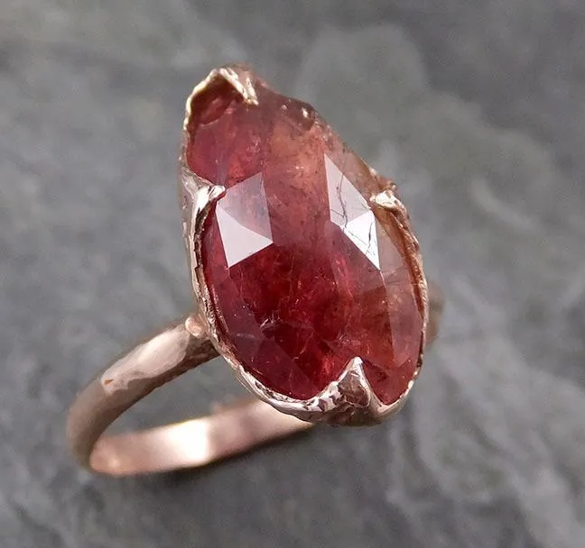 Fancy cut watermelon Tourmaline Rose Gold Ring Gemstone Solitaire recycled 14k statement cocktail statement 1315