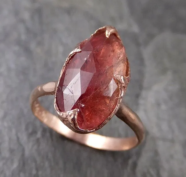 Fancy cut watermelon Tourmaline Rose Gold Ring Gemstone Solitaire recycled 14k statement cocktail statement 1315
