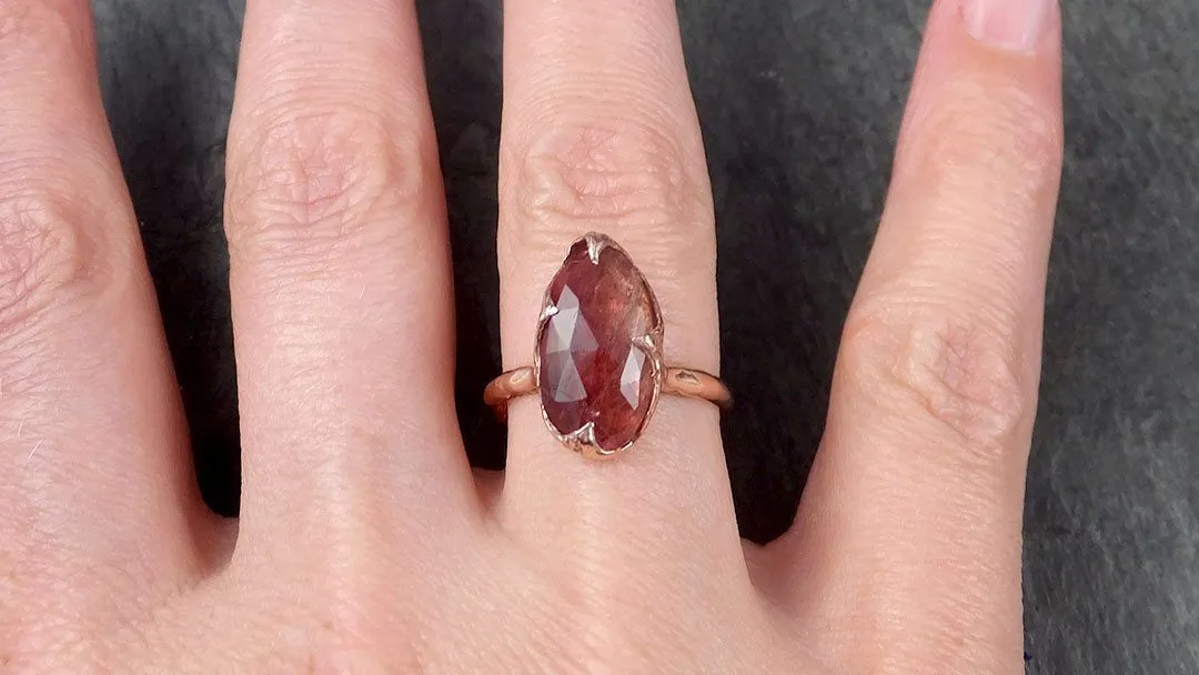 Fancy cut watermelon Tourmaline Rose Gold Ring Gemstone Solitaire recycled 14k statement cocktail statement 1315