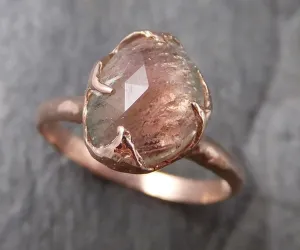Fancy cut watermelon Tourmaline Rose Gold Ring Gemstone Solitaire recycled 14k statement cocktail statement 1327