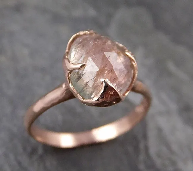Fancy cut watermelon Tourmaline Rose Gold Ring Gemstone Solitaire recycled 14k statement cocktail statement 1327