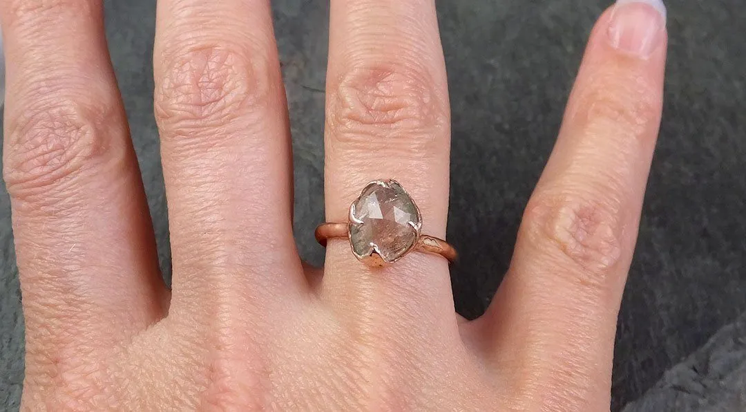 Fancy cut watermelon Tourmaline Rose Gold Ring Gemstone Solitaire recycled 14k statement cocktail statement 1327