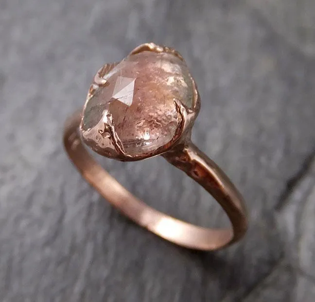Fancy cut watermelon Tourmaline Rose Gold Ring Gemstone Solitaire recycled 14k statement cocktail statement 1327