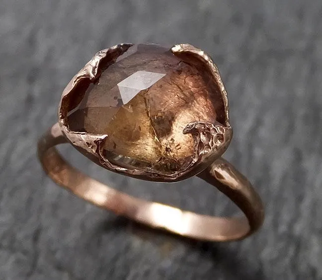 Fancy cut watermelon Tourmaline Rose Gold Ring Gemstone Solitaire recycled 14k statement cocktail statement 1491