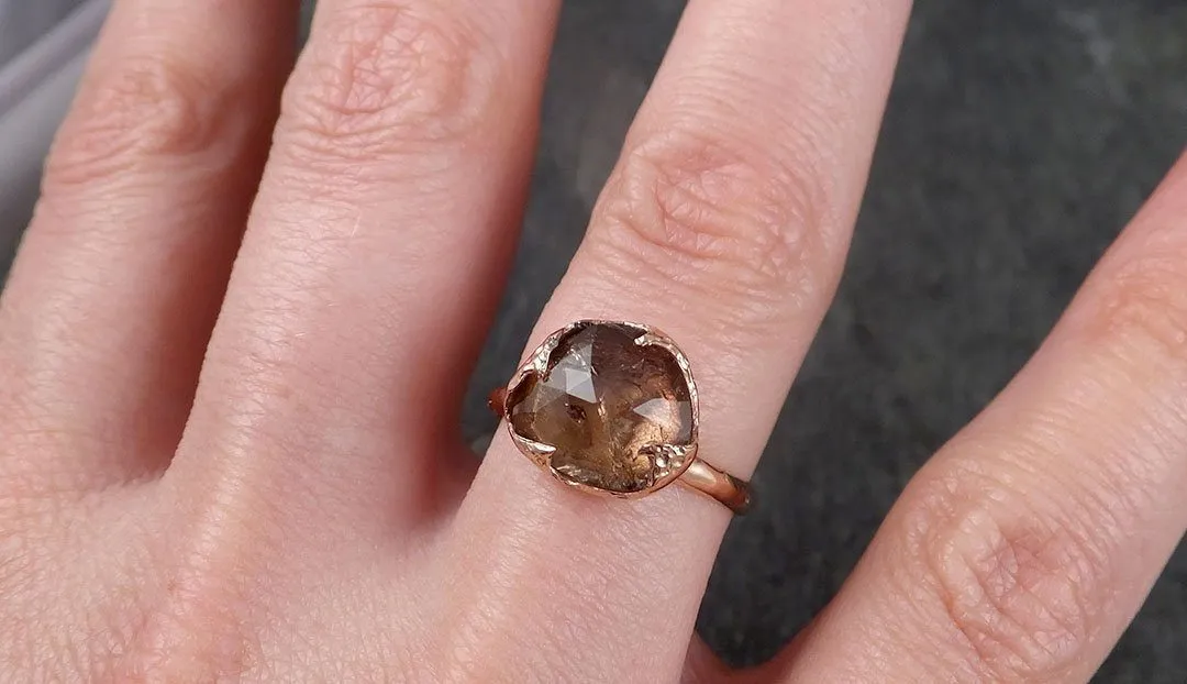 Fancy cut watermelon Tourmaline Rose Gold Ring Gemstone Solitaire recycled 14k statement cocktail statement 1491
