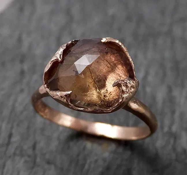 Fancy cut watermelon Tourmaline Rose Gold Ring Gemstone Solitaire recycled 14k statement cocktail statement 1491
