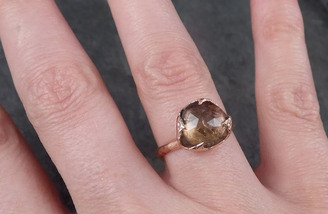 Fancy cut watermelon Tourmaline Rose Gold Ring Gemstone Solitaire recycled 14k statement cocktail statement 1491