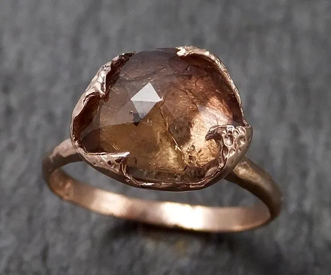 Fancy cut watermelon Tourmaline Rose Gold Ring Gemstone Solitaire recycled 14k statement cocktail statement 1491