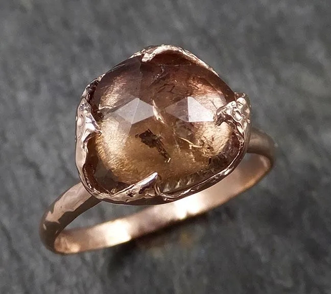 Fancy cut watermelon Tourmaline Rose Gold Ring Gemstone Solitaire recycled 14k statement cocktail statement 1491