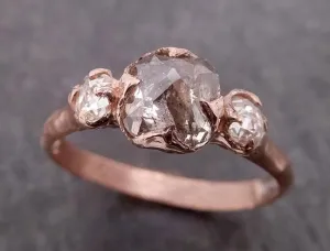 Fancy cut white Diamond Engagement 14k Rose Gold Multi stone Wedding Ring byAngeline 1980
