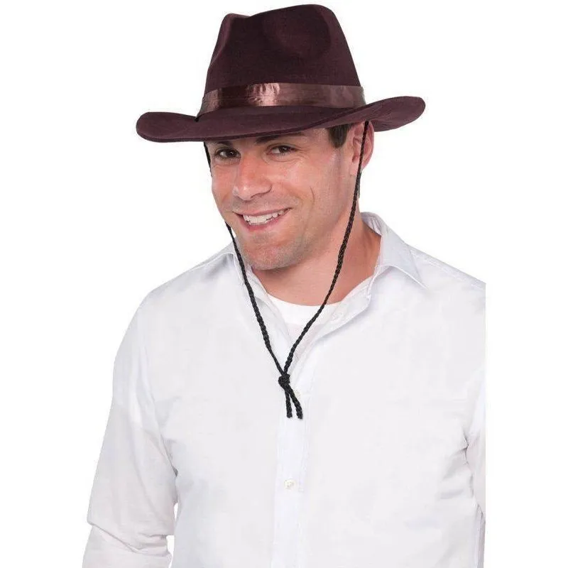 Flocked Cowboy Hat Brown