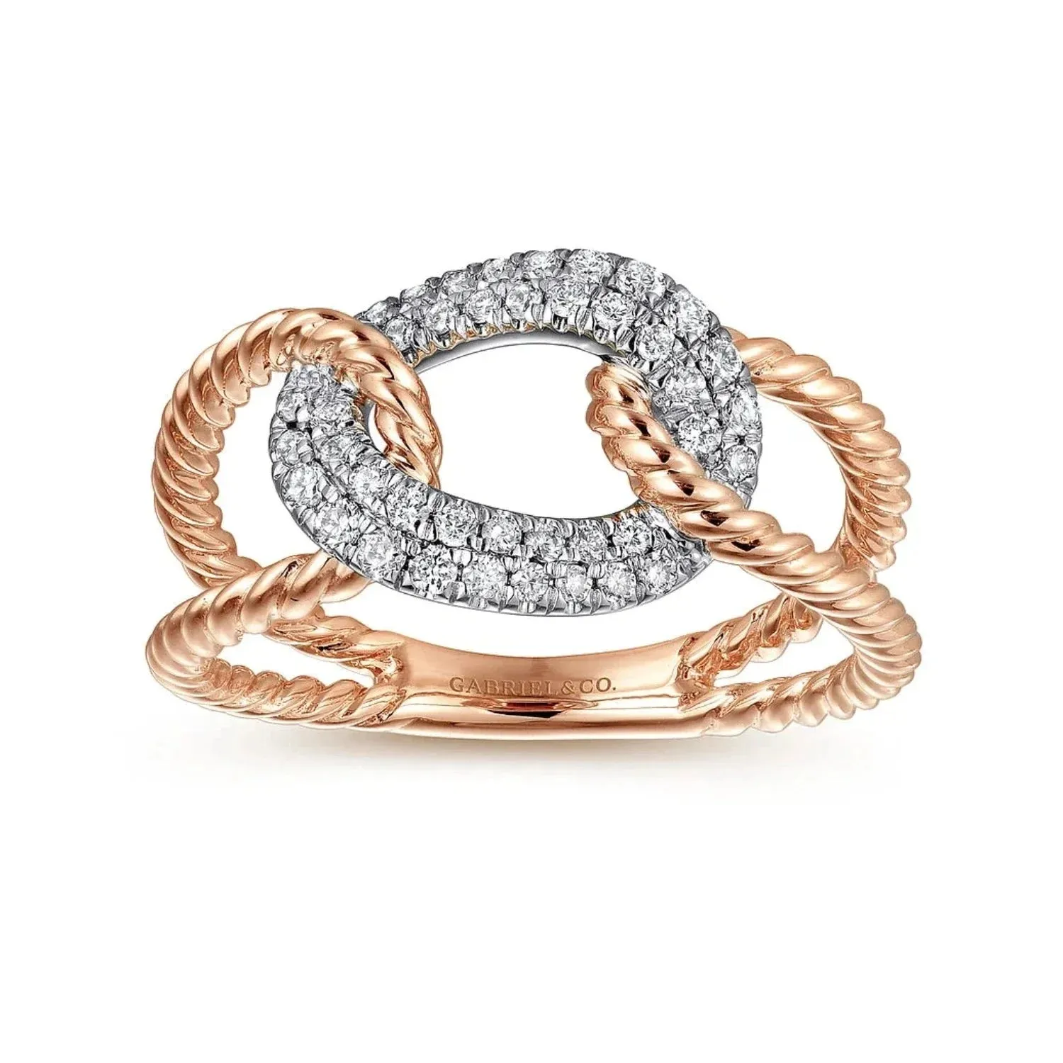 Gabriel & Co. Twisted Open Shank Pave Diamond Ring