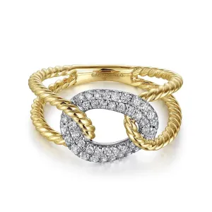 Gabriel & Co. Twisted Open Shank Pave Diamond Ring
