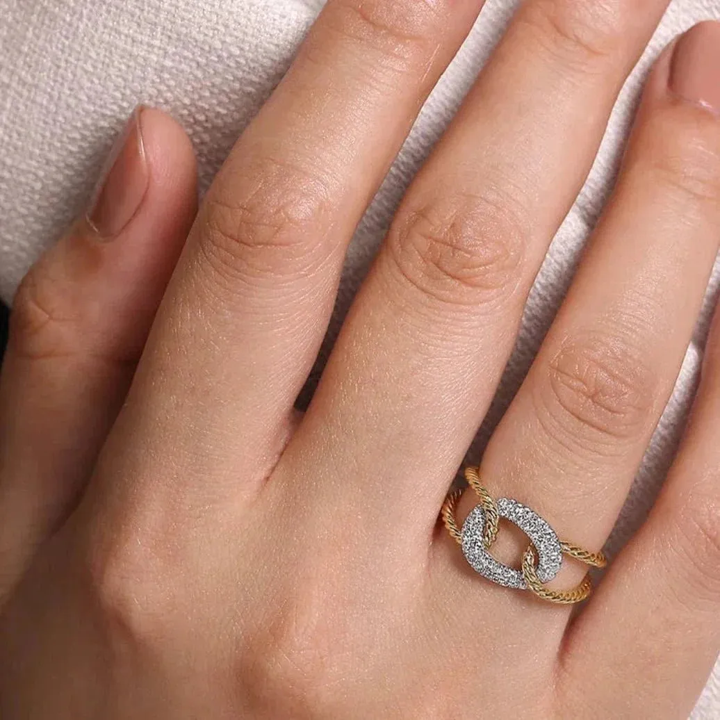 Gabriel & Co. Twisted Open Shank Pave Diamond Ring