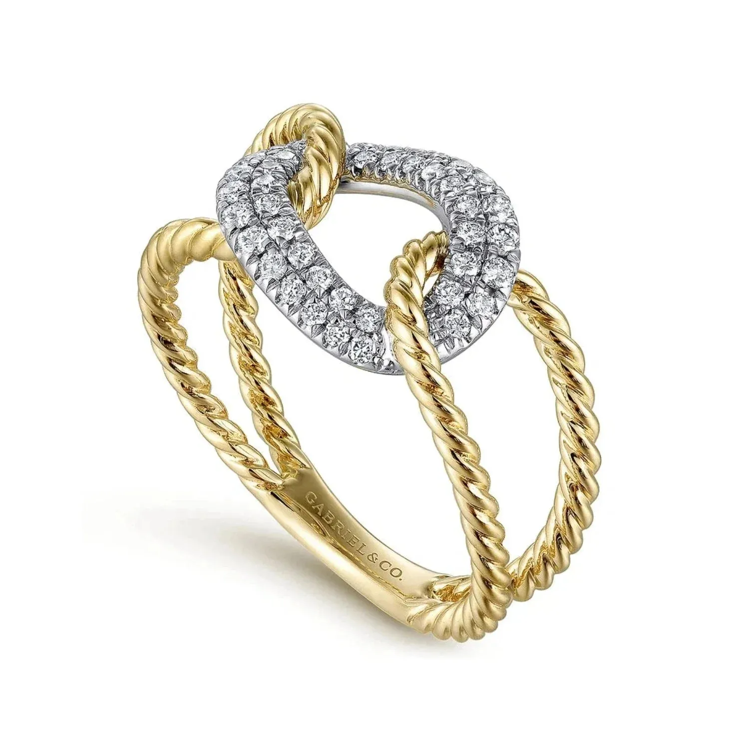 Gabriel & Co. Twisted Open Shank Pave Diamond Ring