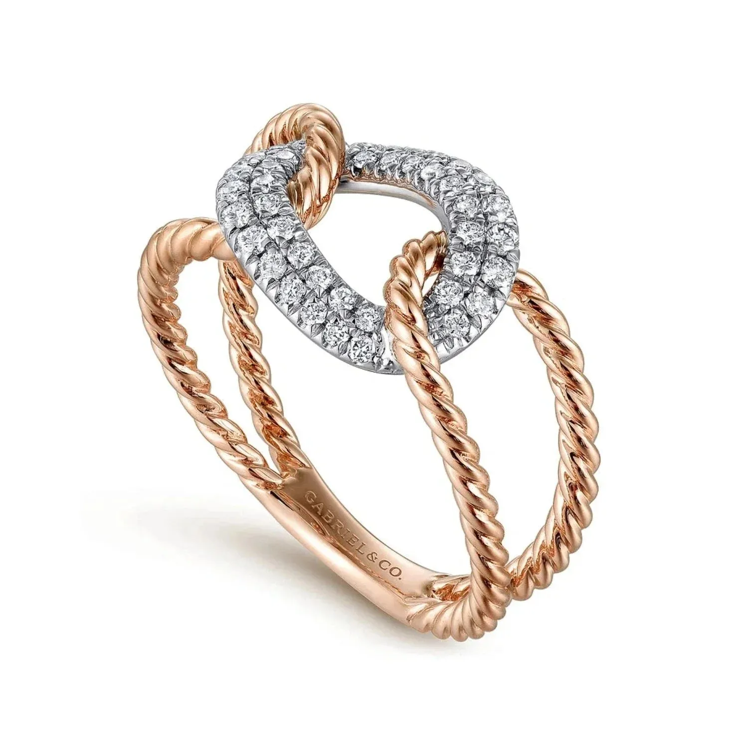 Gabriel & Co. Twisted Open Shank Pave Diamond Ring