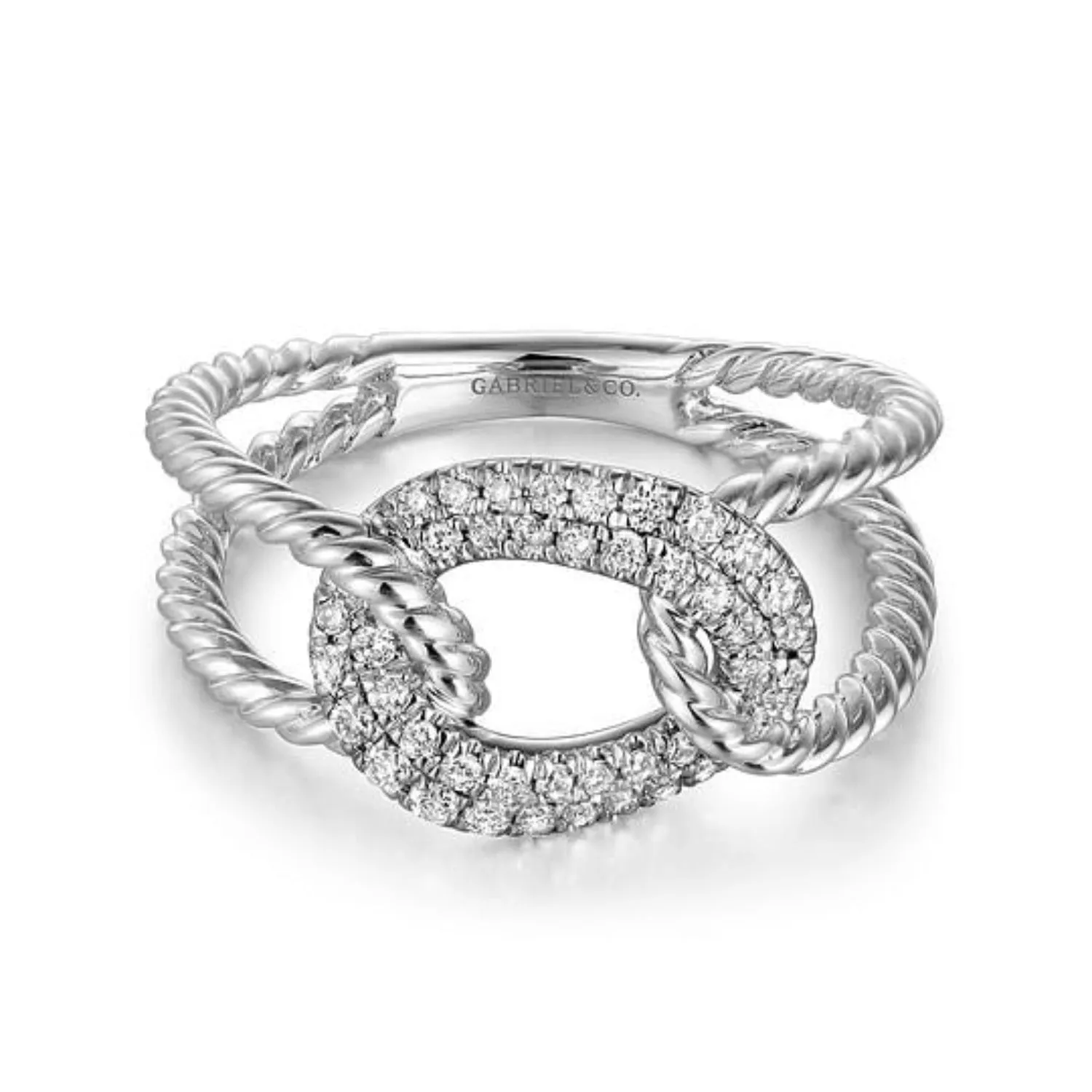 Gabriel & Co. Twisted Open Shank Pave Diamond Ring