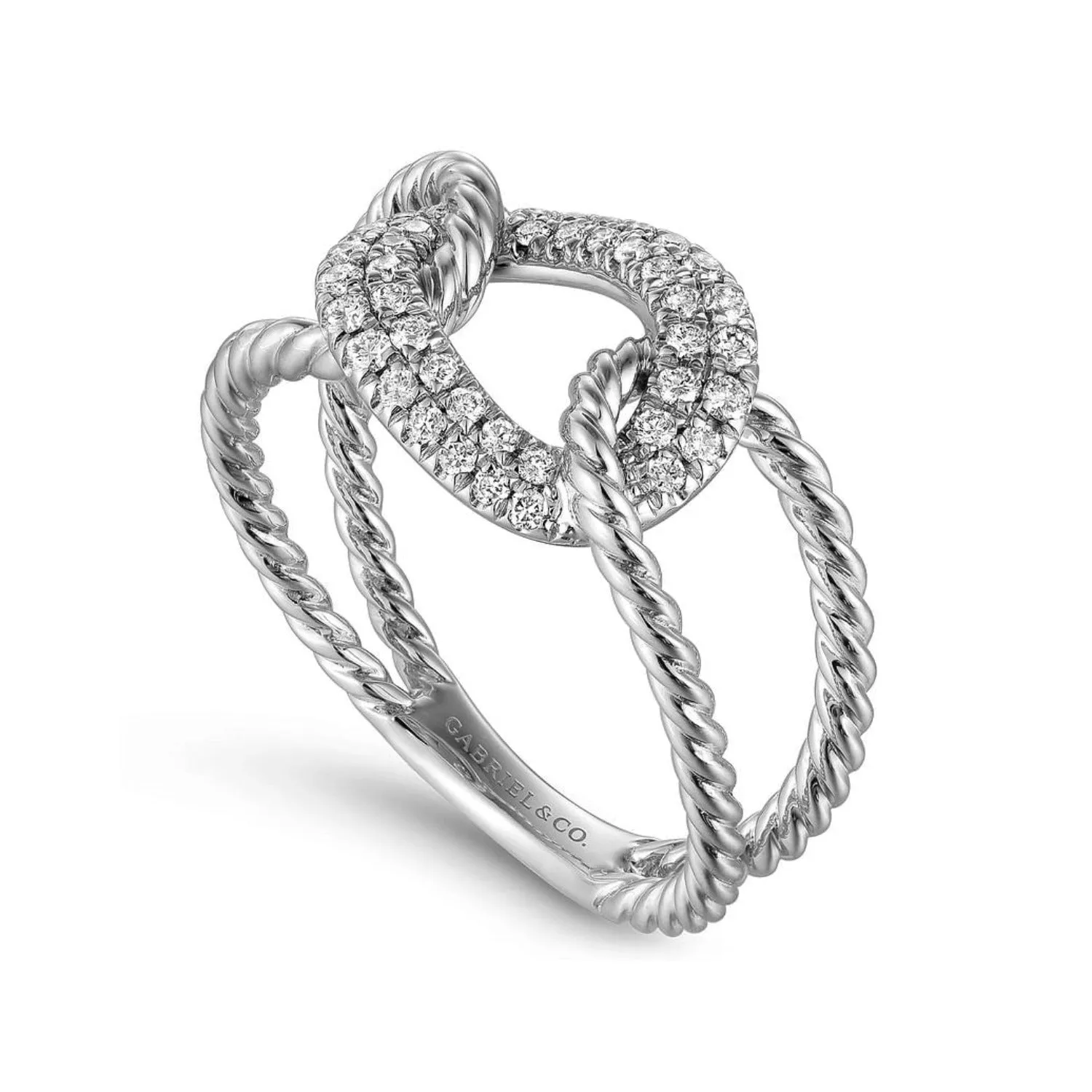 Gabriel & Co. Twisted Open Shank Pave Diamond Ring