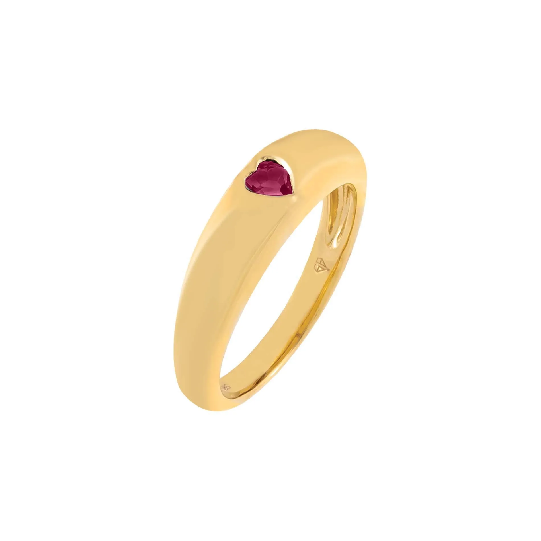 Gemstone Heart Dome Ring 14K
