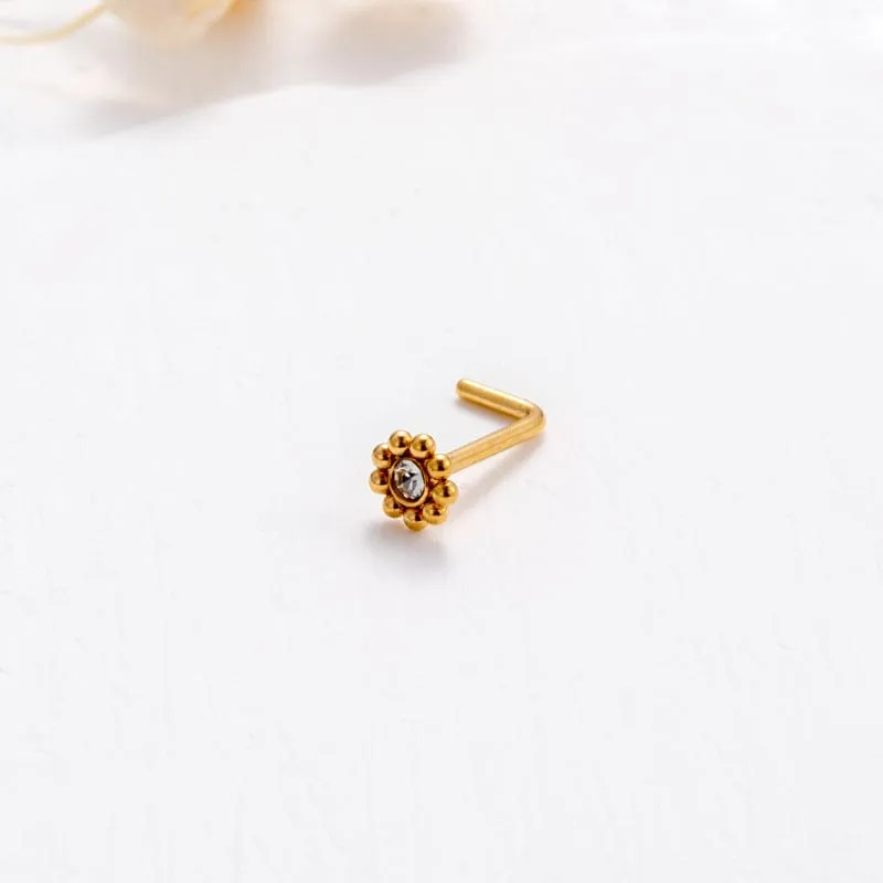 Geometric CZ Inlaid Beads Nose Piercing Nose Stud