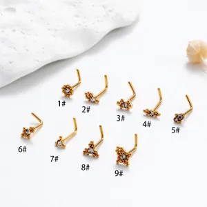 Geometric CZ Inlaid Beads Nose Piercing Nose Stud