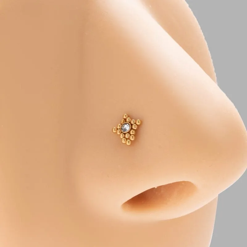 Geometric CZ Inlaid Beads Nose Piercing Nose Stud