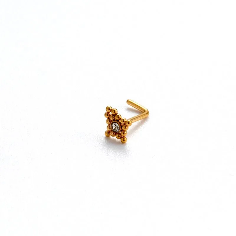 Geometric CZ Inlaid Beads Nose Piercing Nose Stud
