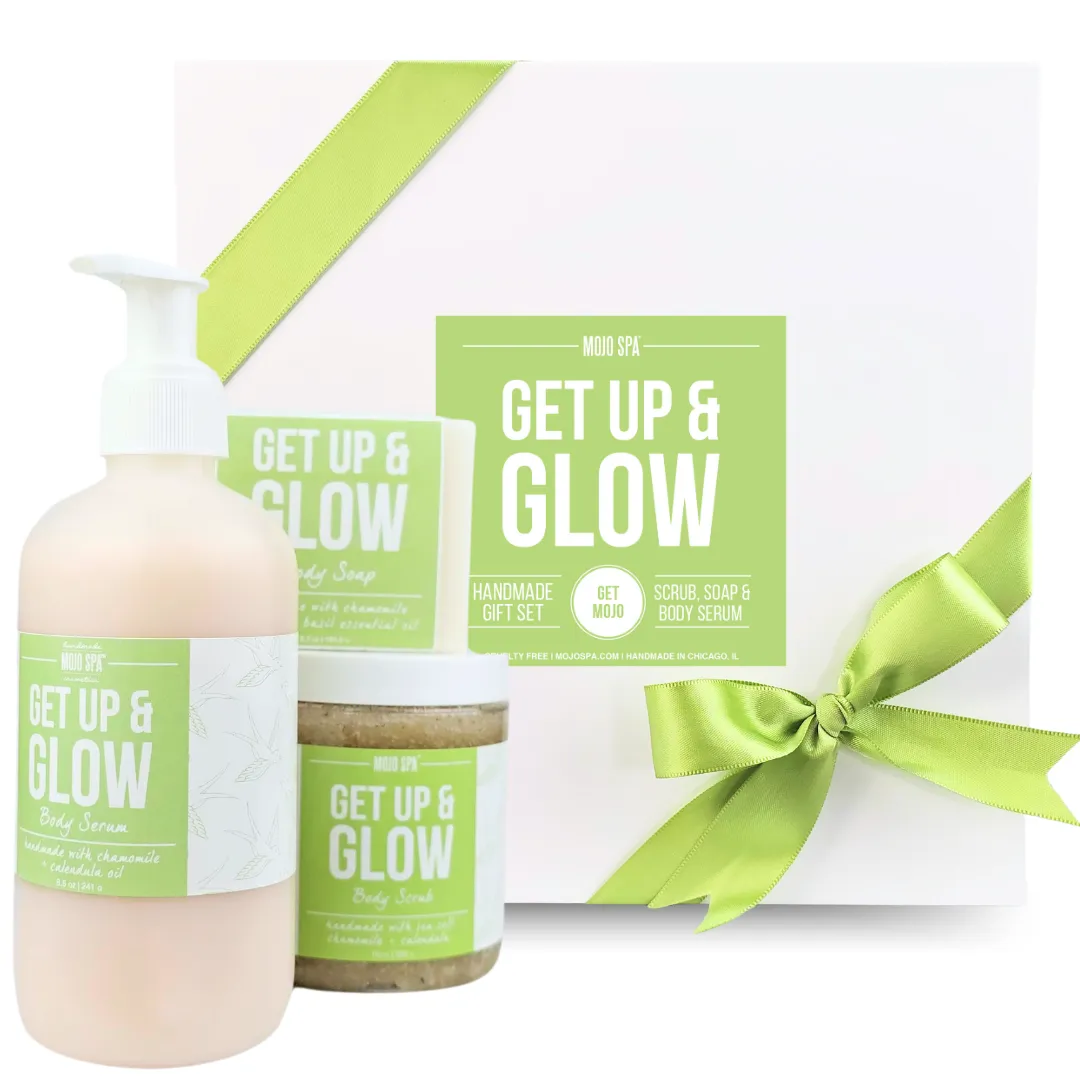 Get Up & Glow Scrub, Body Serum & Soap Gift Set