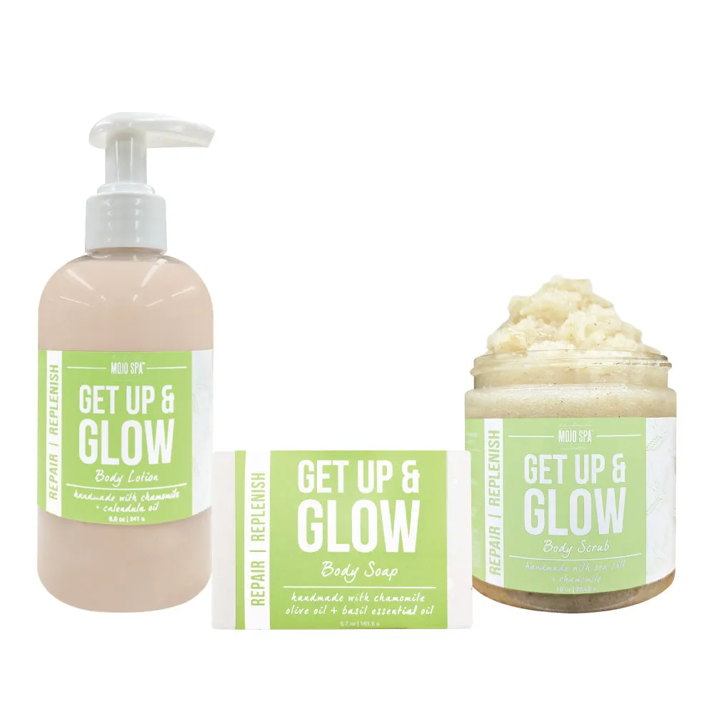 Get Up & Glow Scrub, Body Serum & Soap Gift Set