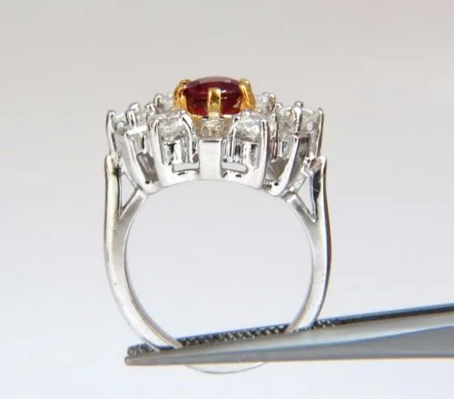 GIA Certified 2.45ct. Natural Ruby Diamonds ring 14kt Art Deco Ballerina Phase