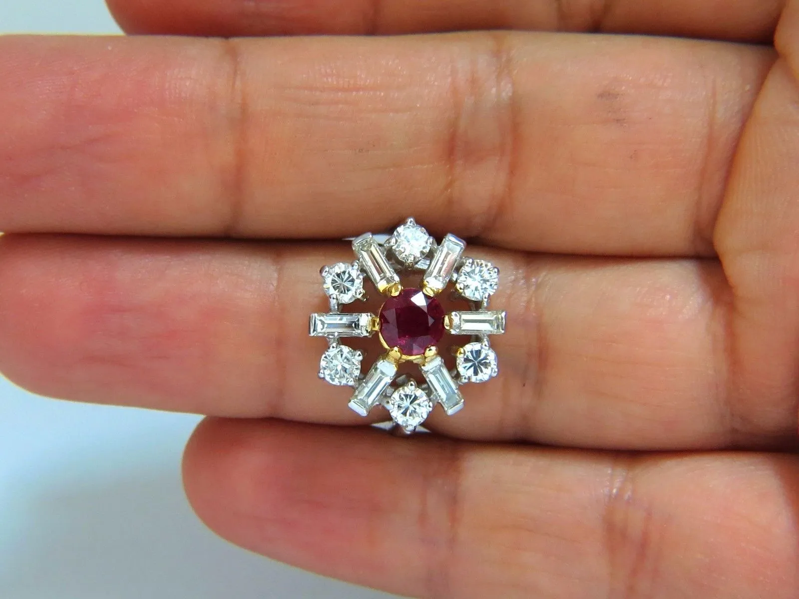 GIA Certified 2.45ct. Natural Ruby Diamonds ring 14kt Art Deco Ballerina Phase