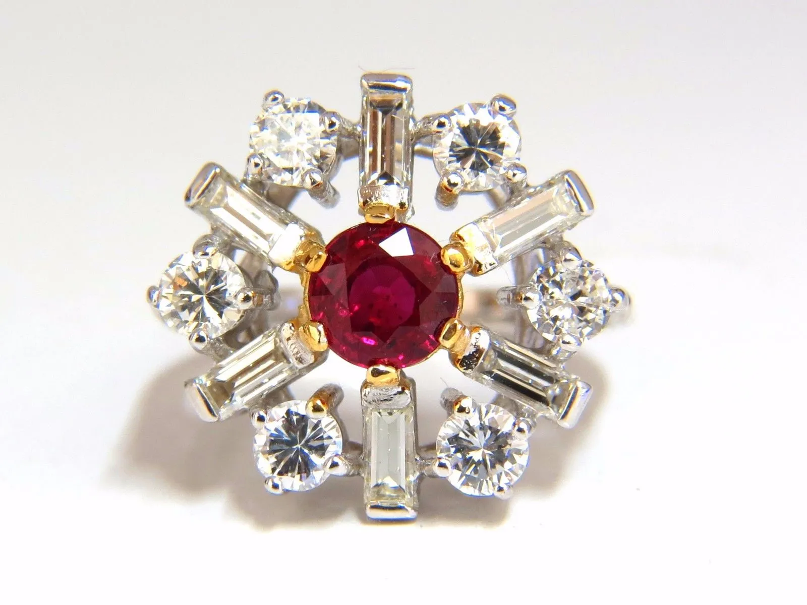 GIA Certified 2.45ct. Natural Ruby Diamonds ring 14kt Art Deco Ballerina Phase