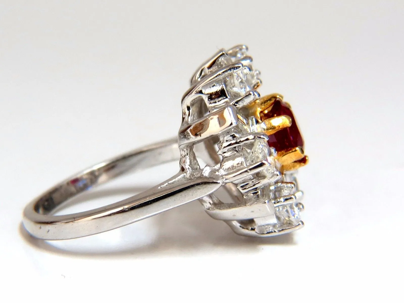 GIA Certified 2.45ct. Natural Ruby Diamonds ring 14kt Art Deco Ballerina Phase