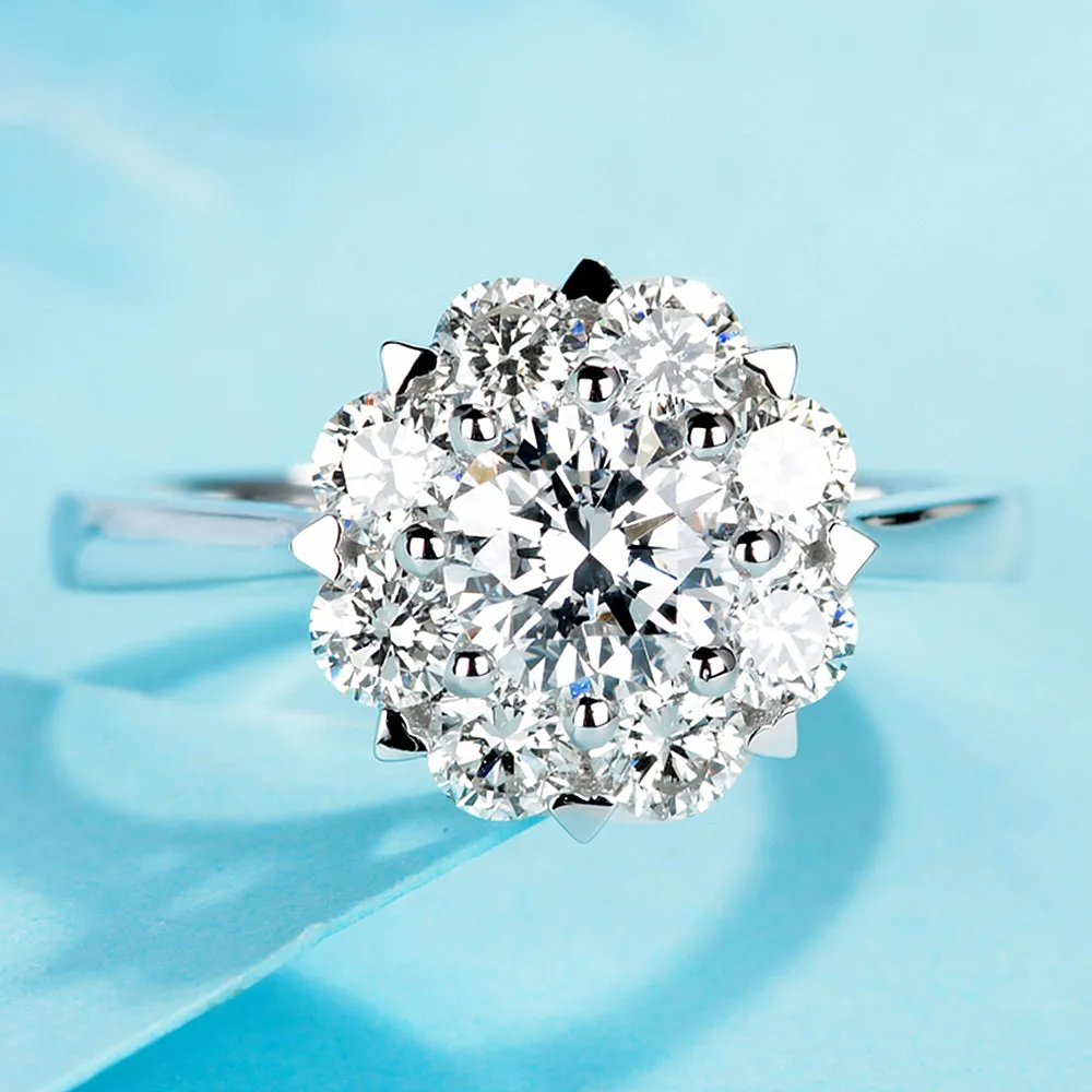 GIA Diamond Cluster Halo Engagement Ring