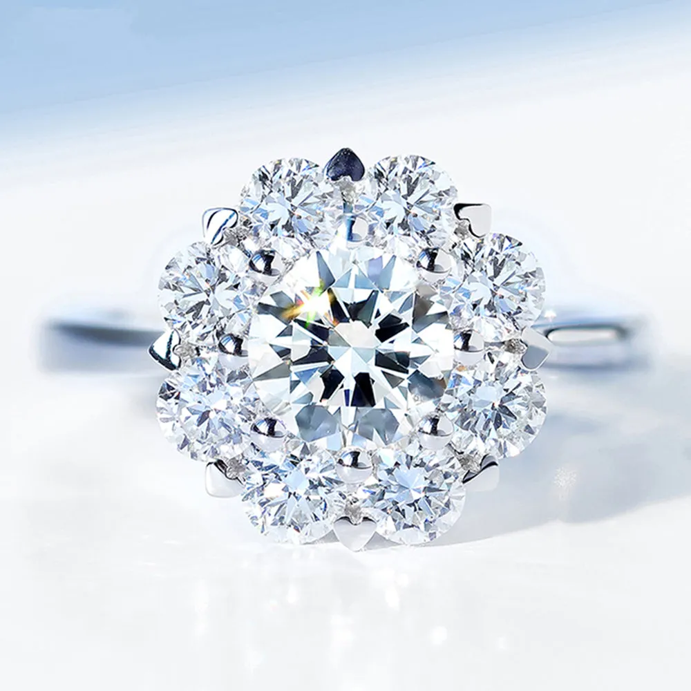 GIA Diamond Cluster Halo Engagement Ring