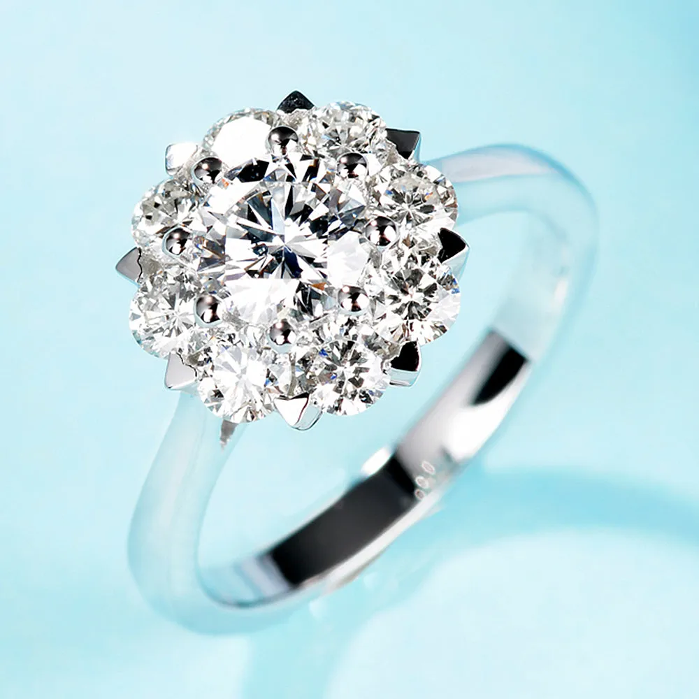 GIA Diamond Cluster Halo Engagement Ring