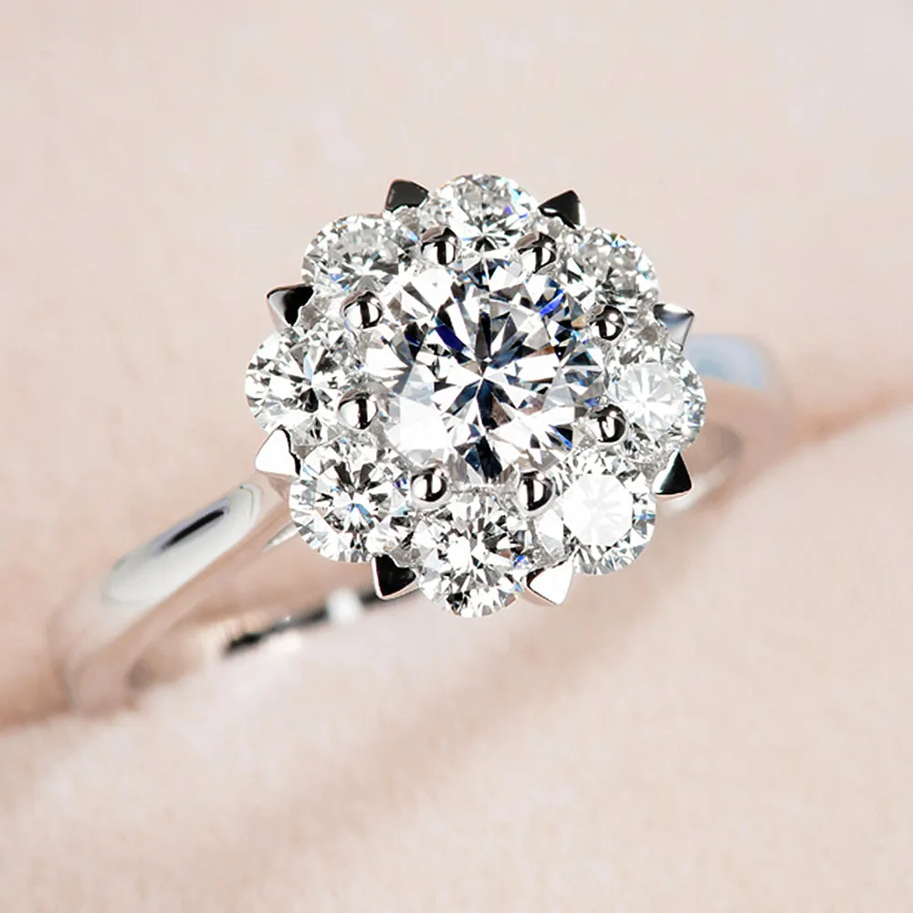 GIA Diamond Cluster Halo Engagement Ring