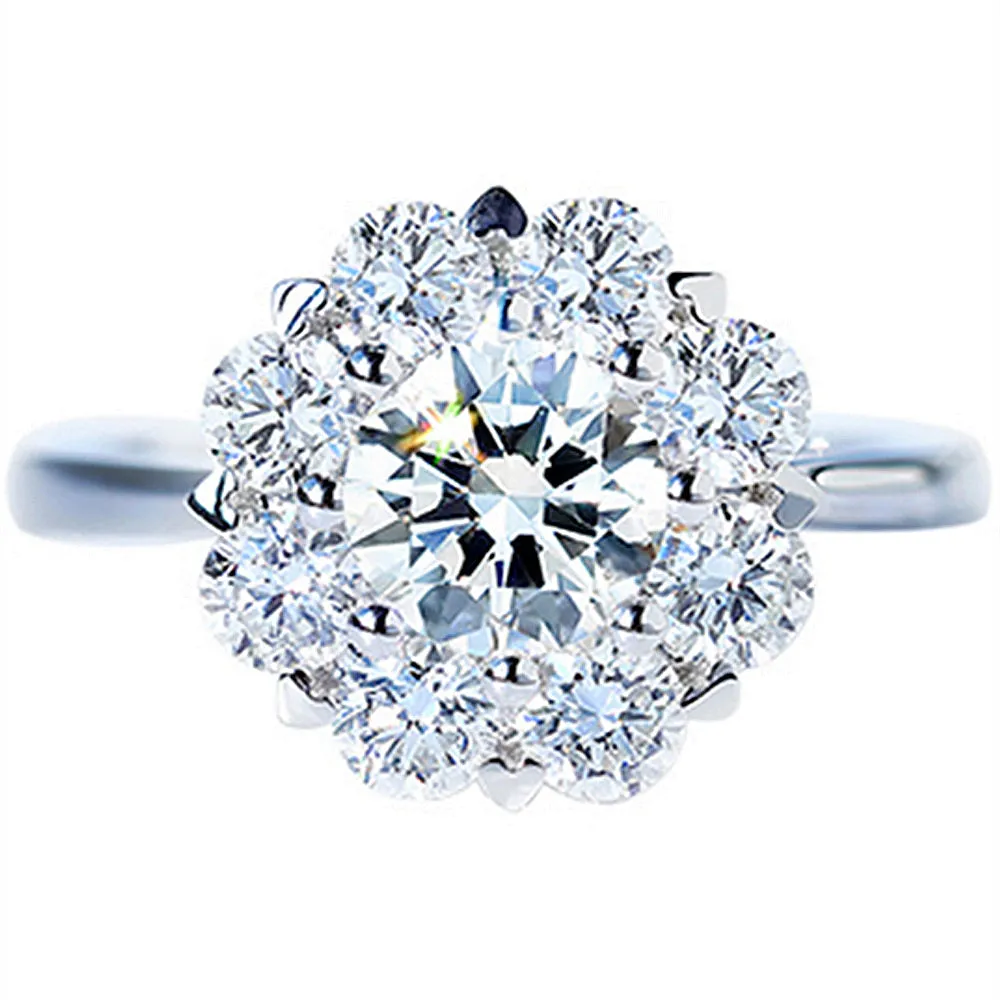 GIA Diamond Cluster Halo Engagement Ring