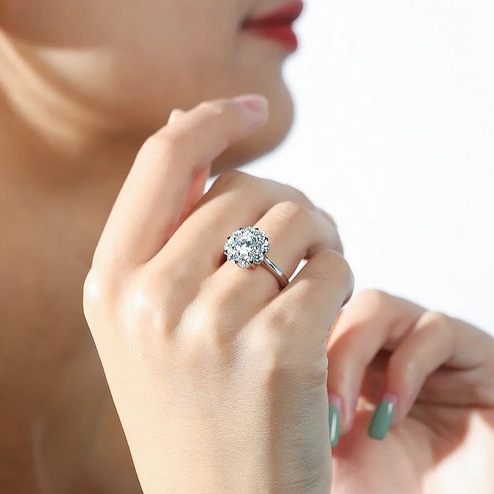 GIA Diamond Cluster Halo Engagement Ring