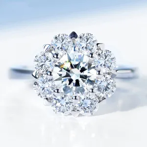 GIA Diamond Cluster Halo Engagement Ring