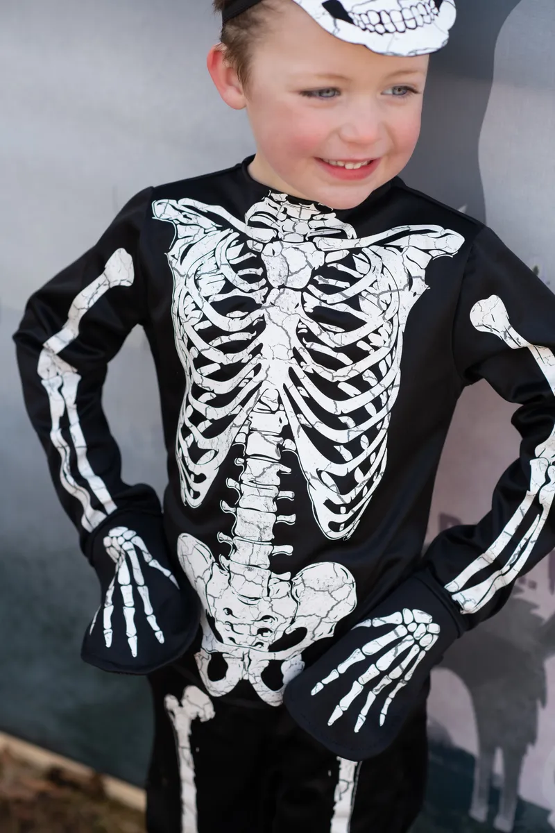 Great Pretenders GID Skeleton Shirt Pants Mask, Size 3-4