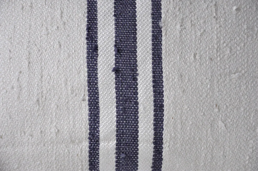 Grey Central Stripes - Raw Silk Pillow